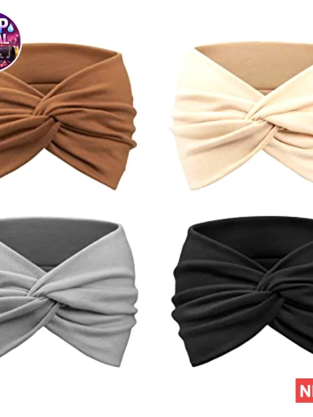 Wide Turban Headbands 4 Pack Knotted Vintage Hair Band Accessories